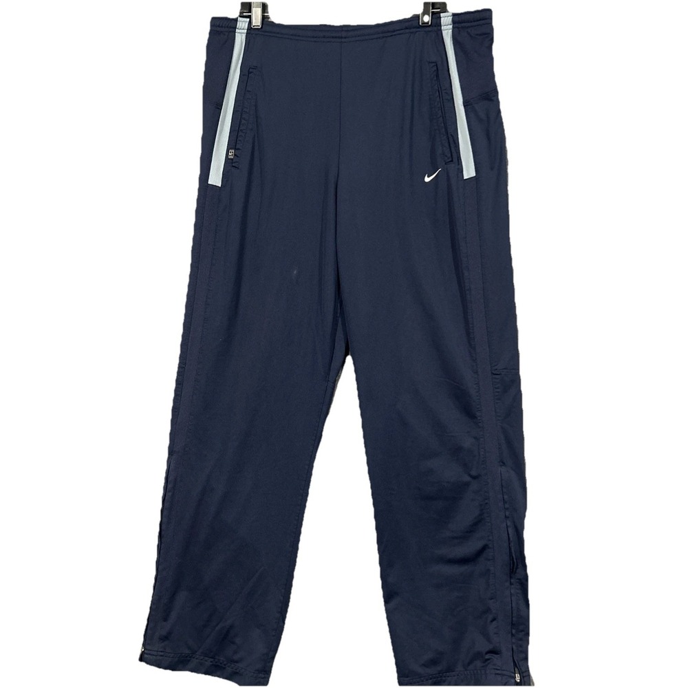 Nike Vintage Men's  Basketball  Warm Up Ankle Zip Gym Pants Navy Blue Size L